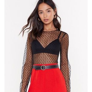 ✨NEW✨SHEER BLACK BODY WITH HEARTS PRINT